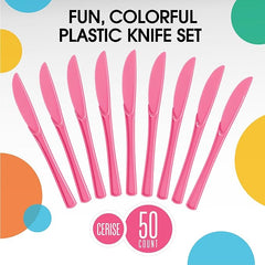 Heavy Duty Cerise Plastic Knives - 7.75 in. | Case of 1200