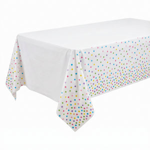 Spa Party Polka Dot Plastic Table Cover, 54" x 96" for Kids Birthday