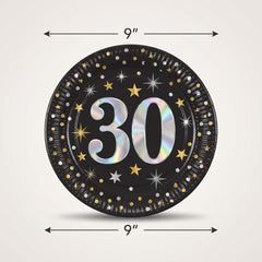 Sparkling Celebration 30th Birthday Prismatic Plates - 9" Round