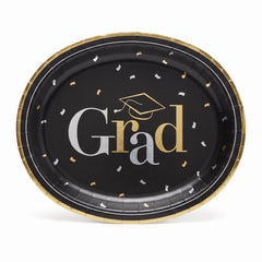 Graduation Celebration Oval Paper Plates, 12", 20 Pack