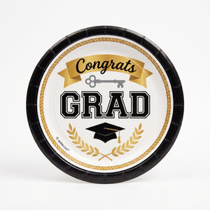 "Congrats Grad" 7-Inch Round Paper Plates - 50 Pack