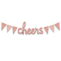 Rose Gold Sparkle Pennant Banner - 20 ft DIY Garland