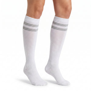 Silver Knee-High Athletic Socks - Team Spirit Striped