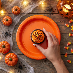 Vibrant Orange 8.5" Round Paper Lunch Plates