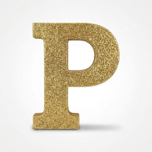 Glitter Gold Letter "P" Decorative Standing Sign
