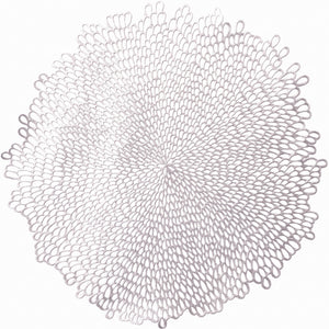 Elegant Silver Blossom Vinyl Placemat - 15.5 In.