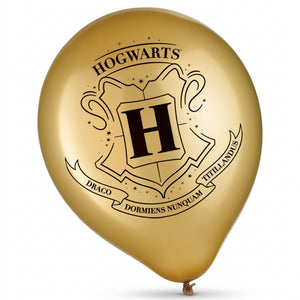 Harry Potter Hogwarts Latex Balloons, 12" Gold, 6 Pack