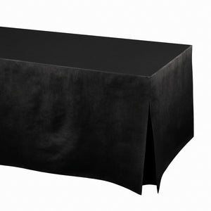 Elegant Black Flannel-Backed Vinyl Fitted Table Cover, 72-Inch - 72 in.