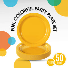 9 In. Yellow Paper Plates - 50 Ct.