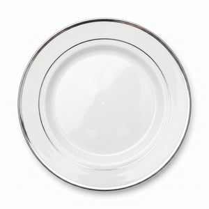 Elegant Silver Trim Premium Plastic Dinner Plates, 10.25-inch, 20-Pack