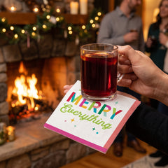 Merry Everything Christmas Beverage Napkins, 2-Ply, 16-Pack - 5 In. X 5 In.
