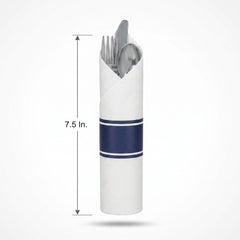 Premium Navy Rolled True Cutlery Set With Guest Towel - 10 pack