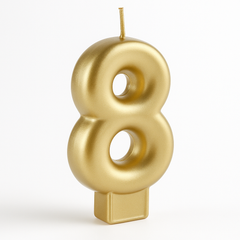 Gold Metallic Number 8 Molded Candle