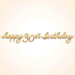 Golden Age 30th Birthday Letter Banner - Elegant Gold Decoration