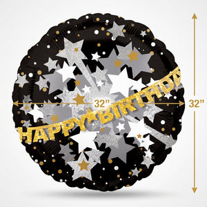 Deluxe Starry Night Happy Birthday Foil Balloon