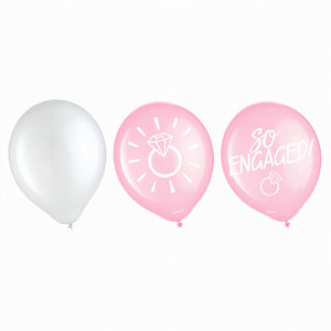 "So Engaged" Blush Pink and White Latex Balloons, 12-Inch, 15-Pack