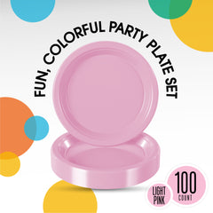 7 In. Pink Plastic Plates | 100 Count
