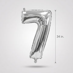Silver Number 7 Foil Balloon - Large Metallic