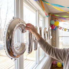 Silver Foil Letter 'C' Balloon - Air Filled