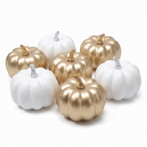 Metallic Gold & White Mini Foam Pumpkins - 6 Pack