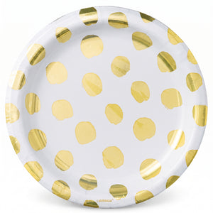 Metallic Gold Motif Paper Plates - 6.75" Round