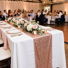 Rose Gold Sequin Table Runner, 13x72 inches