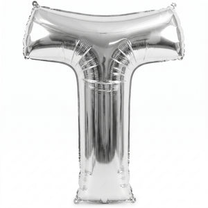 Silver Foil Letter "T" Balloon - Super Shape
