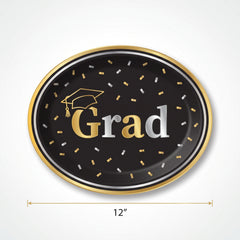 Graduation Celebration Oval Paper Plates, 12", 20 Pack