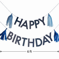 Blue Happy Birthday Letter Banner with Tassels