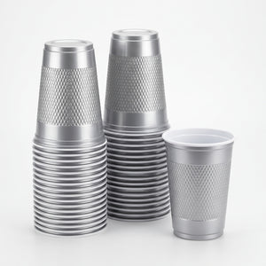Metallic Silver Plastic Cups - 18oz, Pack of 20