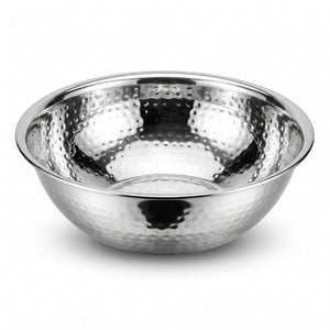 Elegant Silver Hammered Stainless Steel Bowl - 10.75"