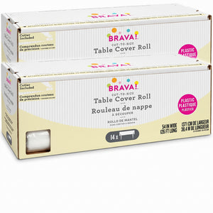 Vanilla Cream Plastic Table Cover Roll with Slide Cutter - 54" x 126 ft