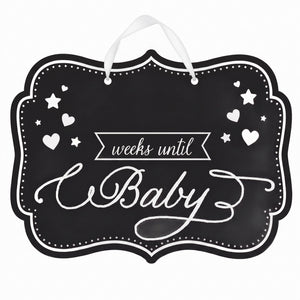 "Weeks Until Baby" Countdown Chalkboard Sign - Baby Shower Decoration