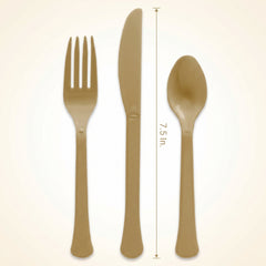 Gold Heavyweight Plastic Cutlery Set - 7.5 in. - 24 Count