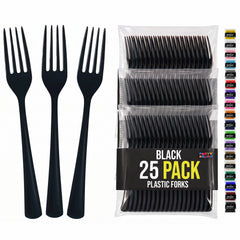 Black Plastic Forks | 25 Count