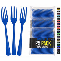 Dark Blue Plastic Forks | 25 Count