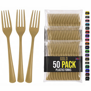 Heavy Duty Gold Plastic Forks | 7.5 in. | 50 Count