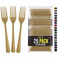 Gold Plastic Forks | 25 Count