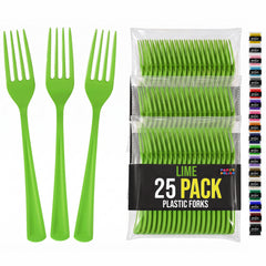 Lime Green Plastic Forks | 25 Count