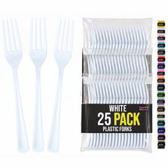 White Plastic Forks | 25 Count