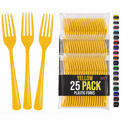 Yellow Plastic Forks | 25 Count