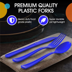 Heavy Duty Dark Blue Plastic Forks | 50 Count