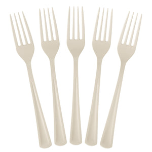 Heavy Duty Ivory Plastic Forks - 7.5 in. | 100 Count