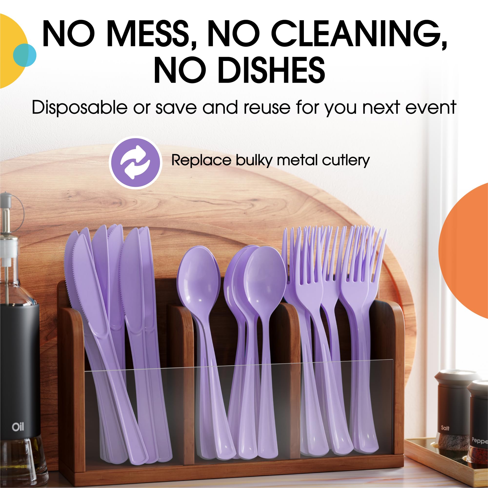 Heavy Duty Lavender Plastic Spoons | 50 Count