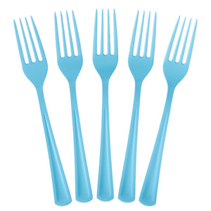 Heavy Duty Light Blue Plastic Forks - 7.5 in. | 100 Count
