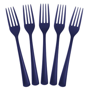 Heavy Duty Navy Plastic Forks - 7.5 in. | 100 Count
