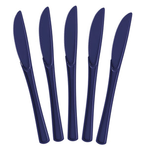 Heavy Duty Navy Plastic Knives - 7.75 in. | 100 Count