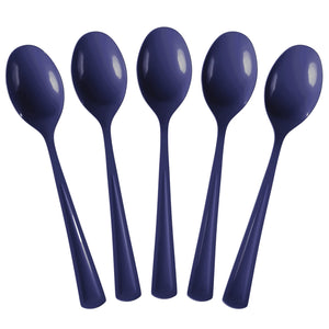 Heavy Duty Navy Plastic Spoons - 7 in. | 100 Count