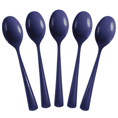Heavy Duty Navy Plastic Spoons | 50 Count