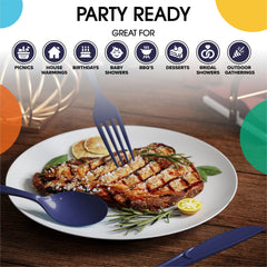 Heavy Duty Navy Plastic Spoons | 50 Count